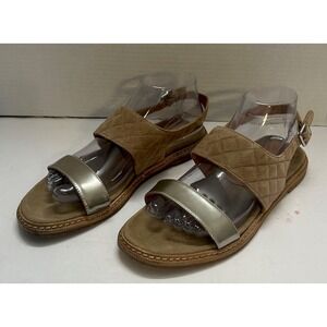 Aquatalia By Marvin K Women's Size 9 Sandals Made In Italy Gold Brown Two Strap